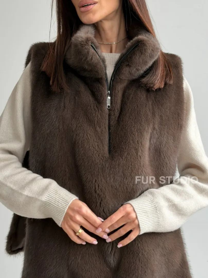 Женская меховая манишка - мех норка