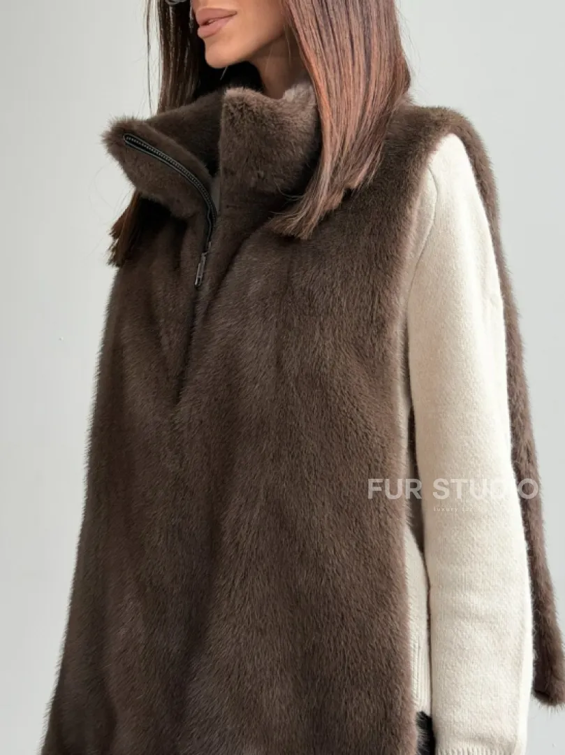 Женская меховая манишка - мех норка - фото 2