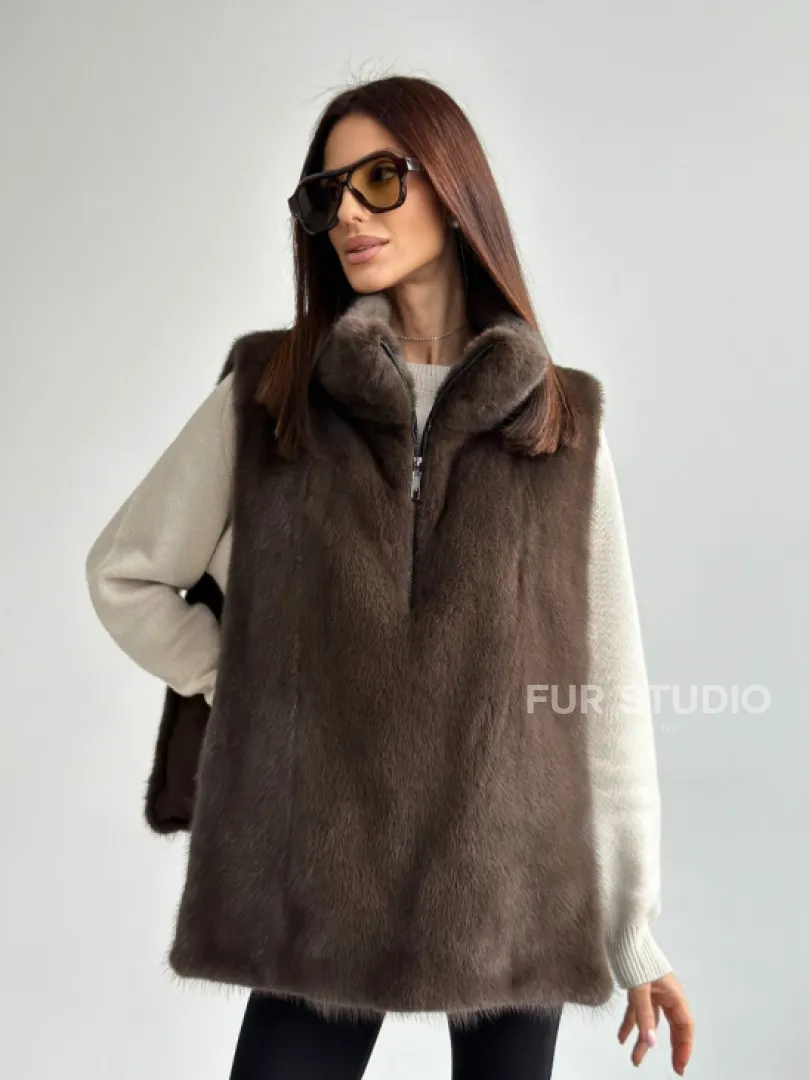 Женская меховая манишка - мех норка