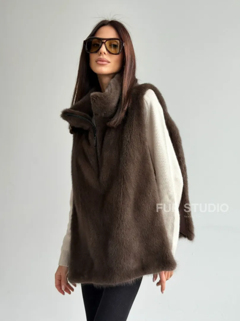 Женская меховая манишка - мех норка