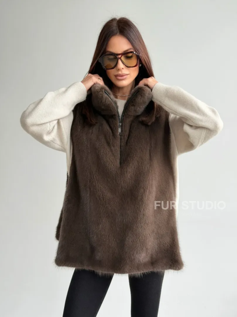 Женская меховая манишка - мех норка