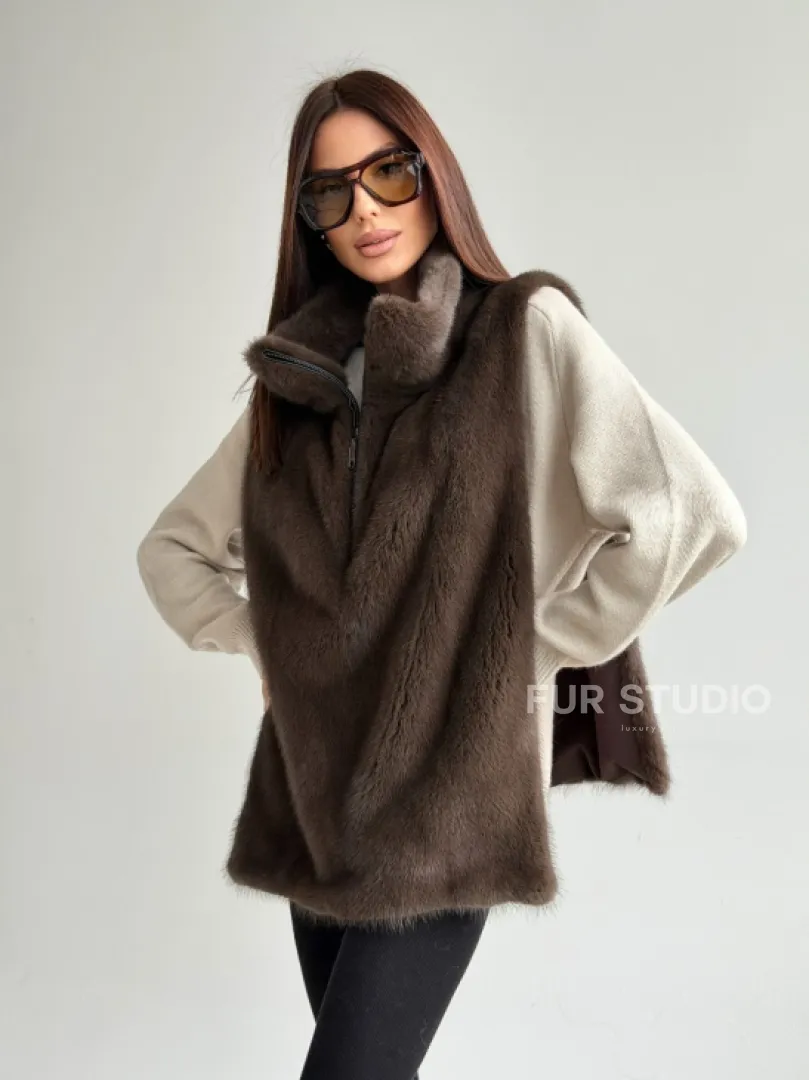 Женская меховая манишка - мех норка