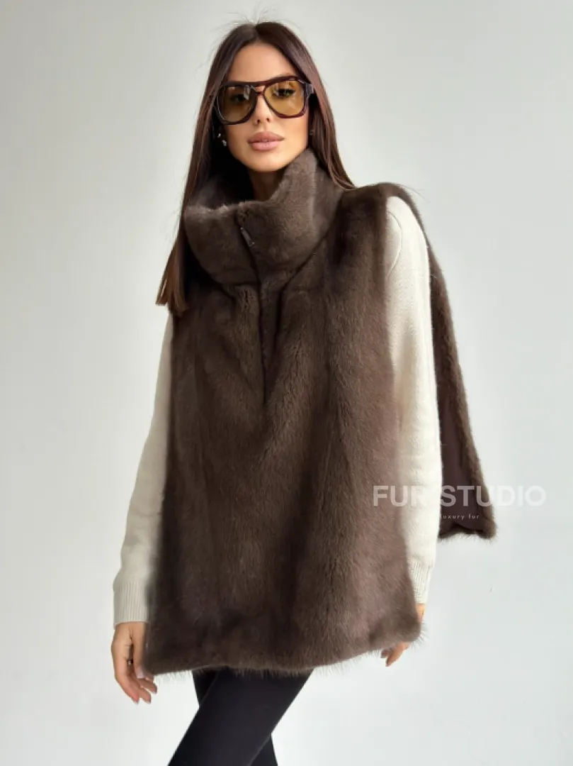 Женская меховая манишка - мех норка