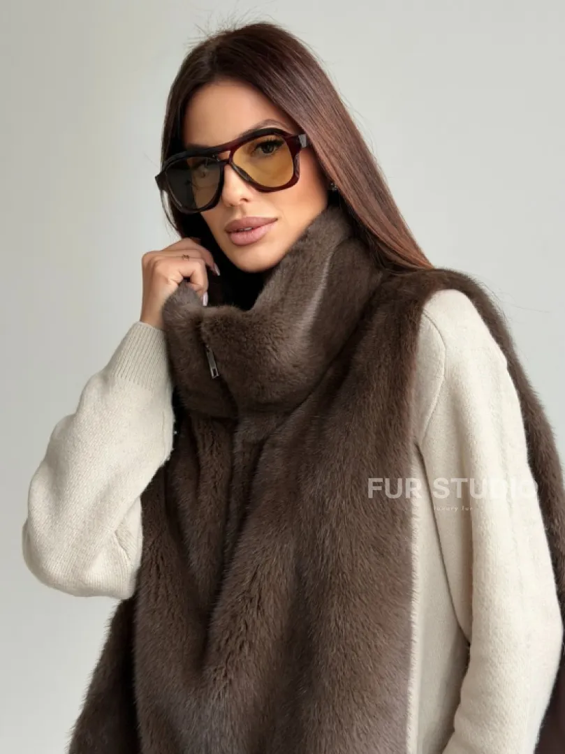 Женская меховая манишка - мех норка