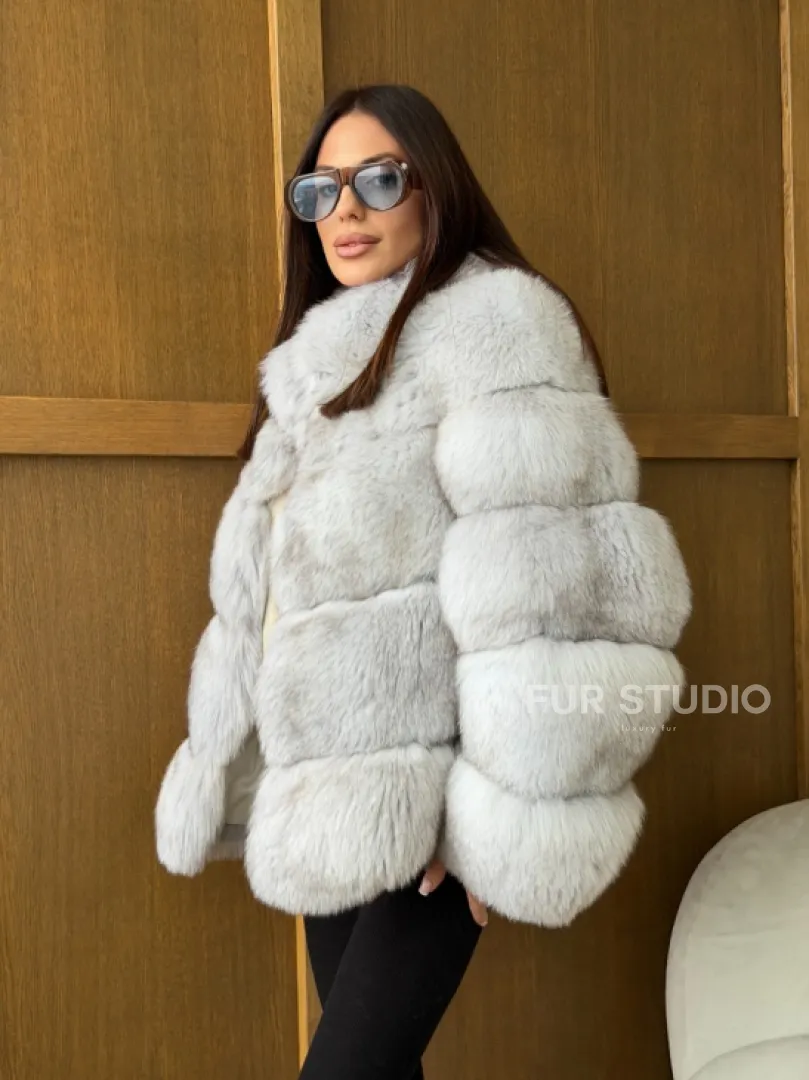 Шуба из натурального песца - стойка воротник - фото 10