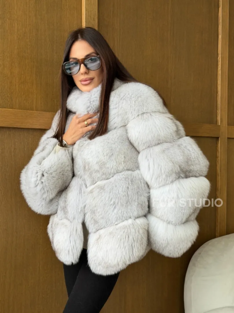 Шуба из натурального песца - стойка воротник - фото 12