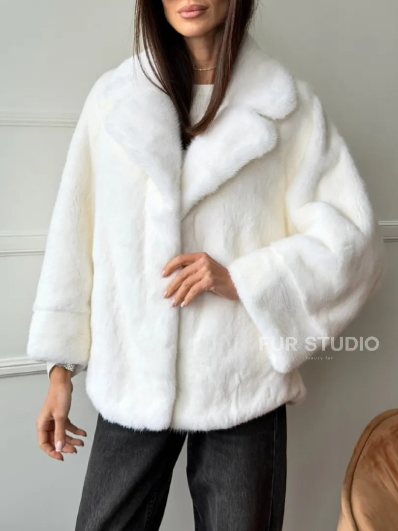Белая шуба из скандинавской норки
