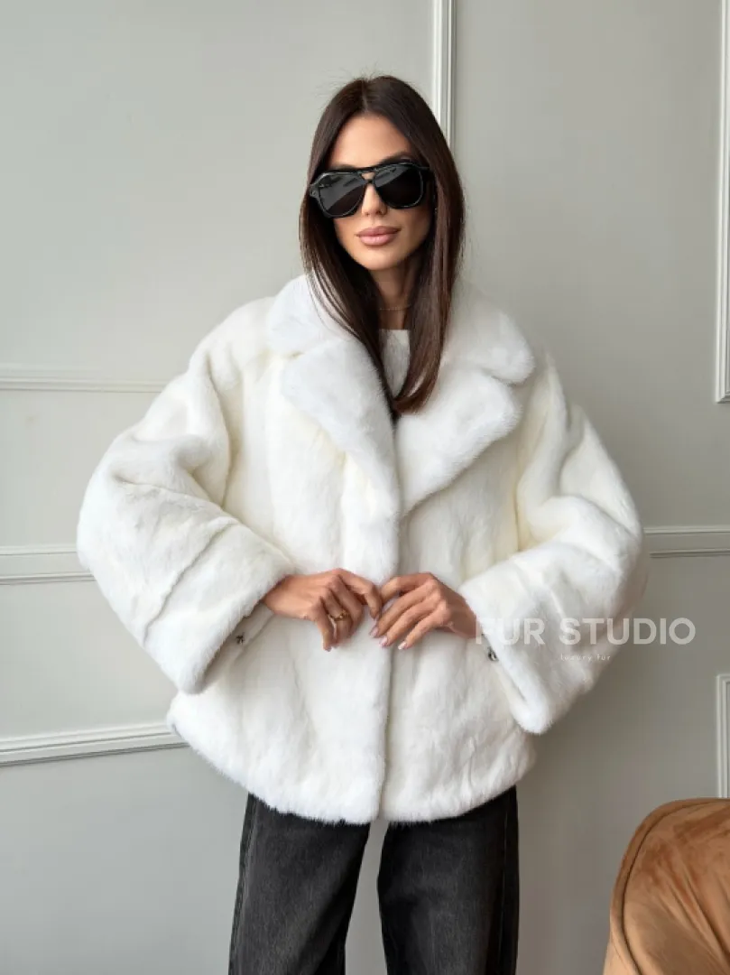 Белая шуба из скандинавской норки