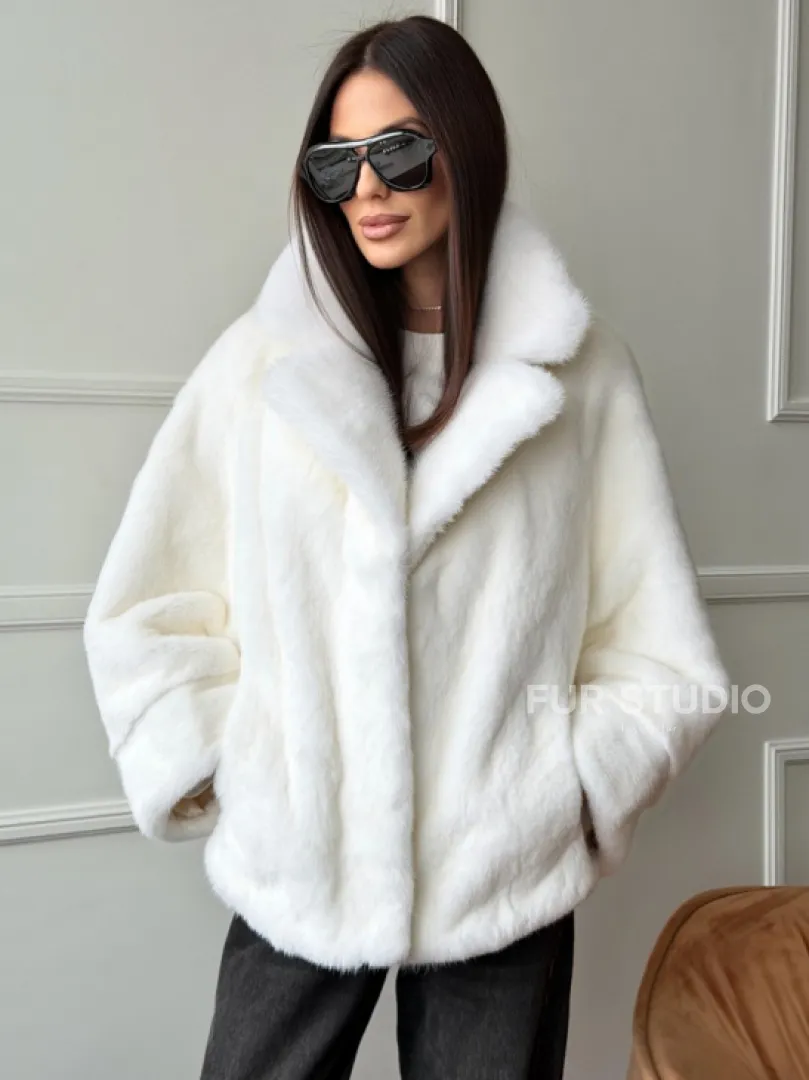 Белая шуба из скандинавской норки