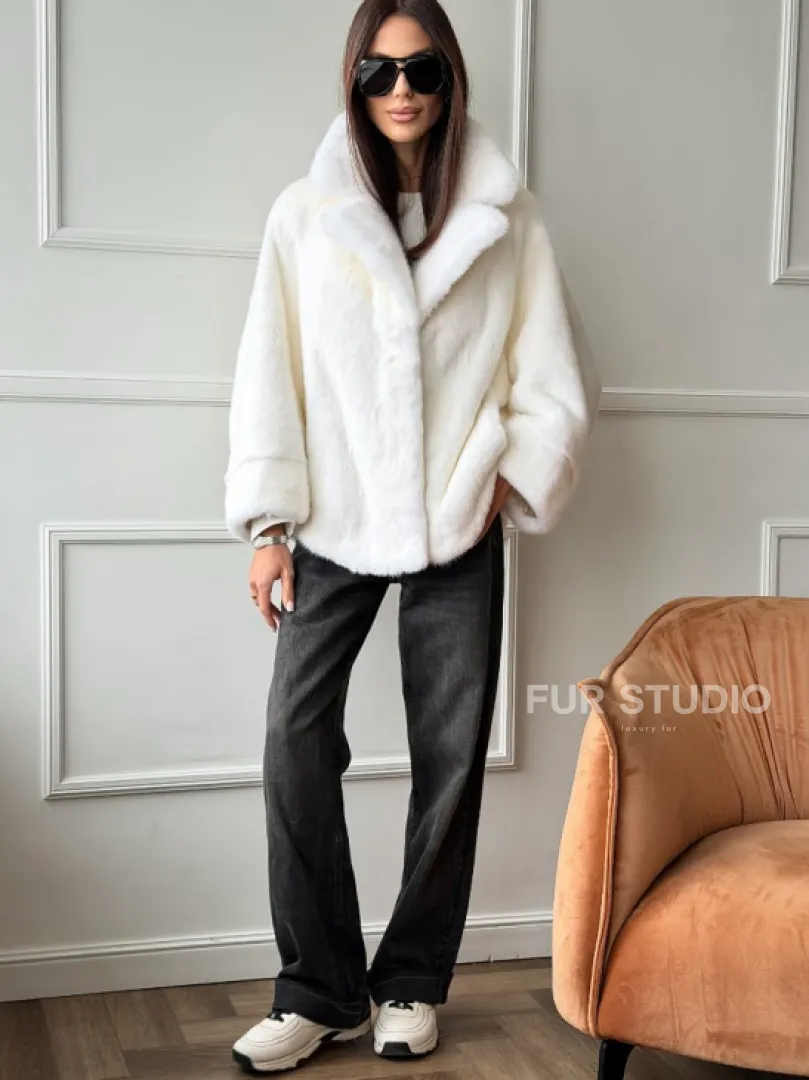 Белая шуба из скандинавской норки - фото 7