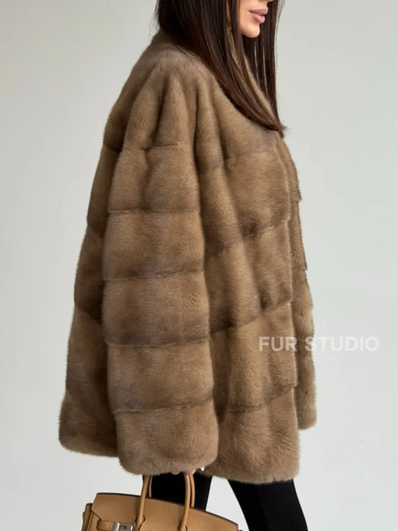 Полушубок пастель мех норка