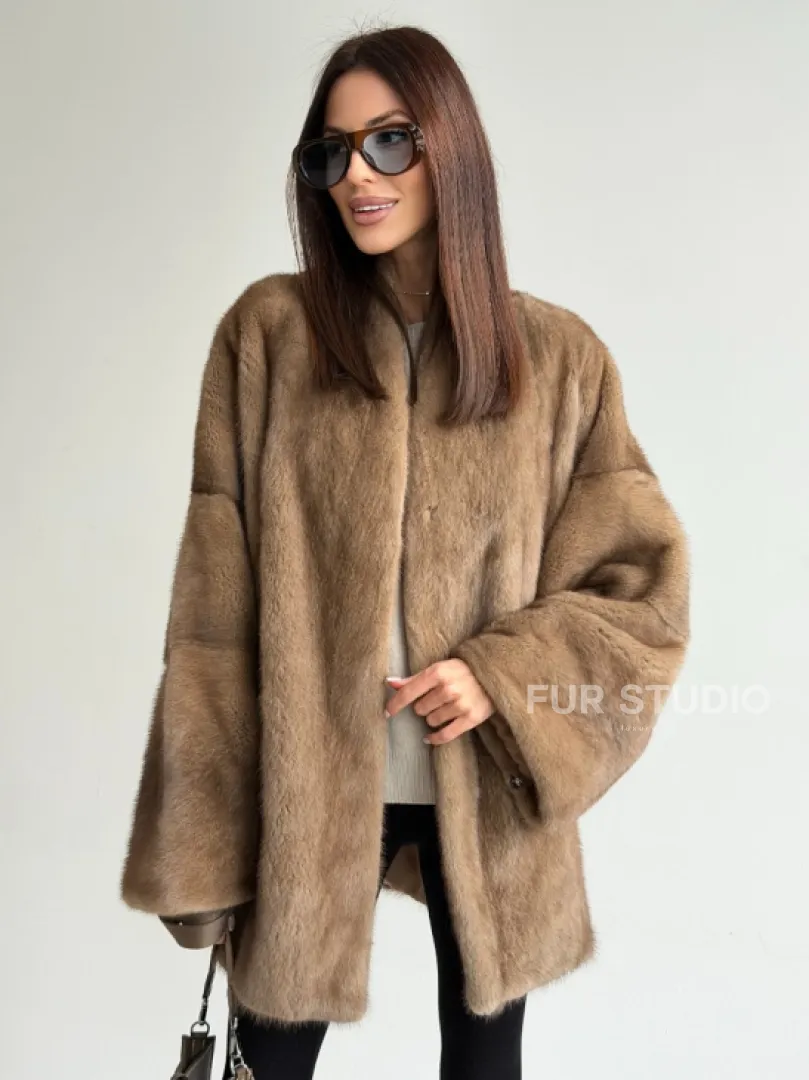 Шуба из аукционного меха норки - пастель