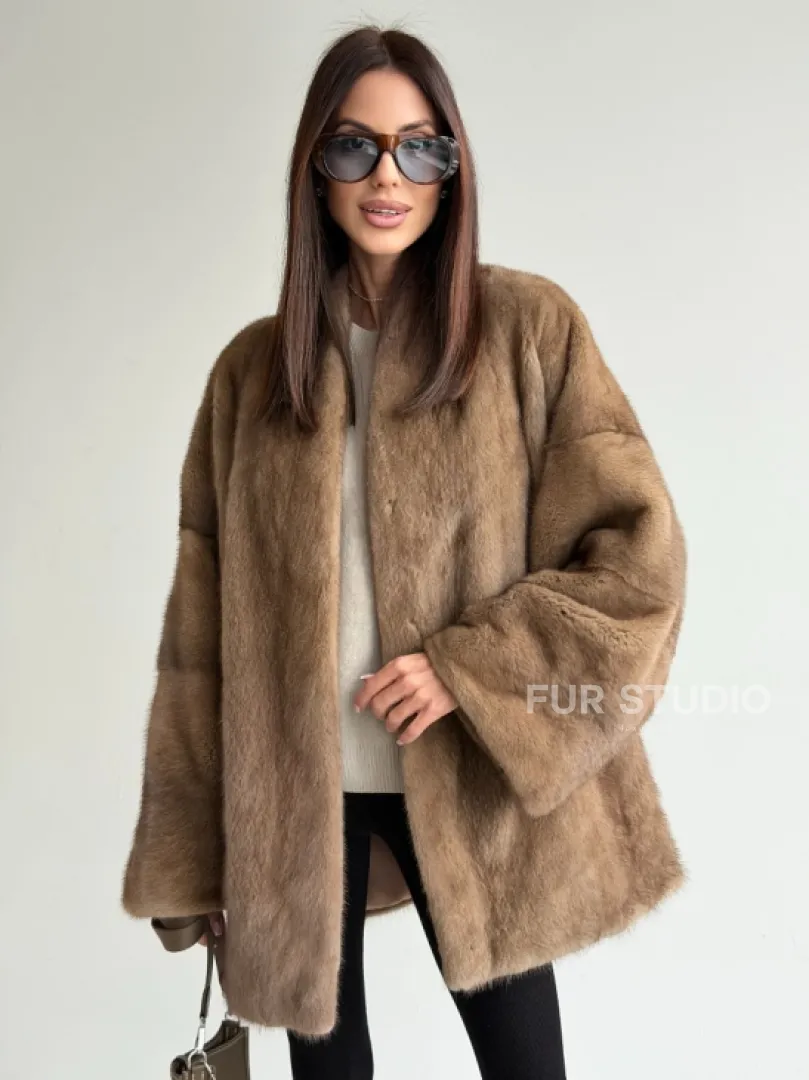 Шуба из аукционного меха норки - пастель