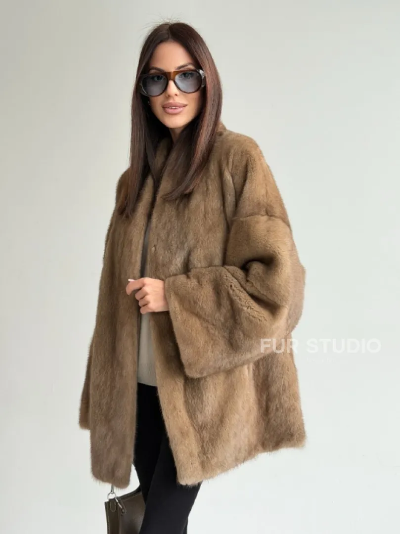 Шуба из аукционного меха норки - пастель