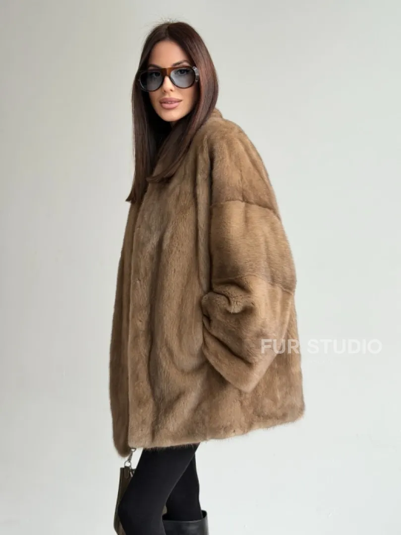 Шуба из аукционного меха норки - пастель