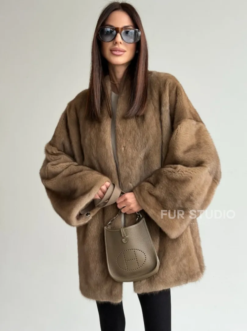 Шуба из аукционного меха норки - пастель - фото 4