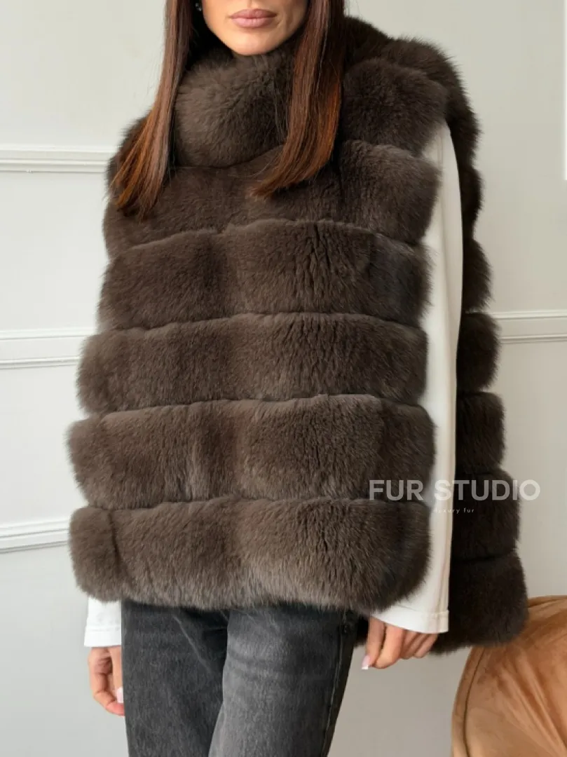 Меховая манишка под соболь из песца - фото 4