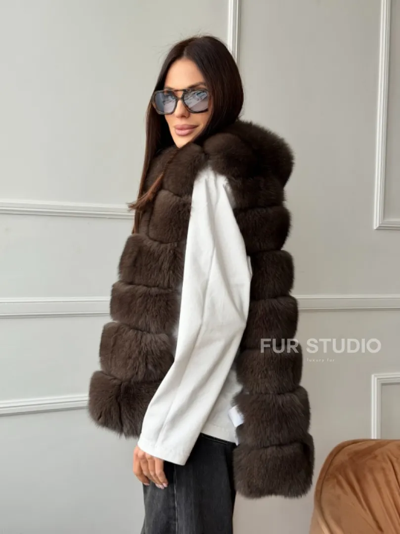 Меховая манишка под соболь из песца - фото 12