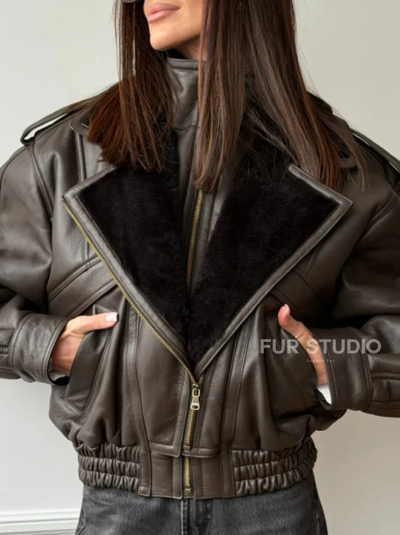 Стильная куртка - дубленка из овчины