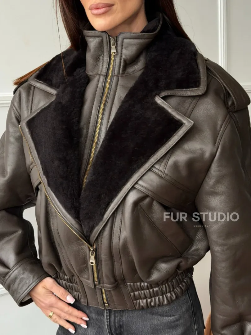 Стильная куртка - дубленка из овчины - фото 1