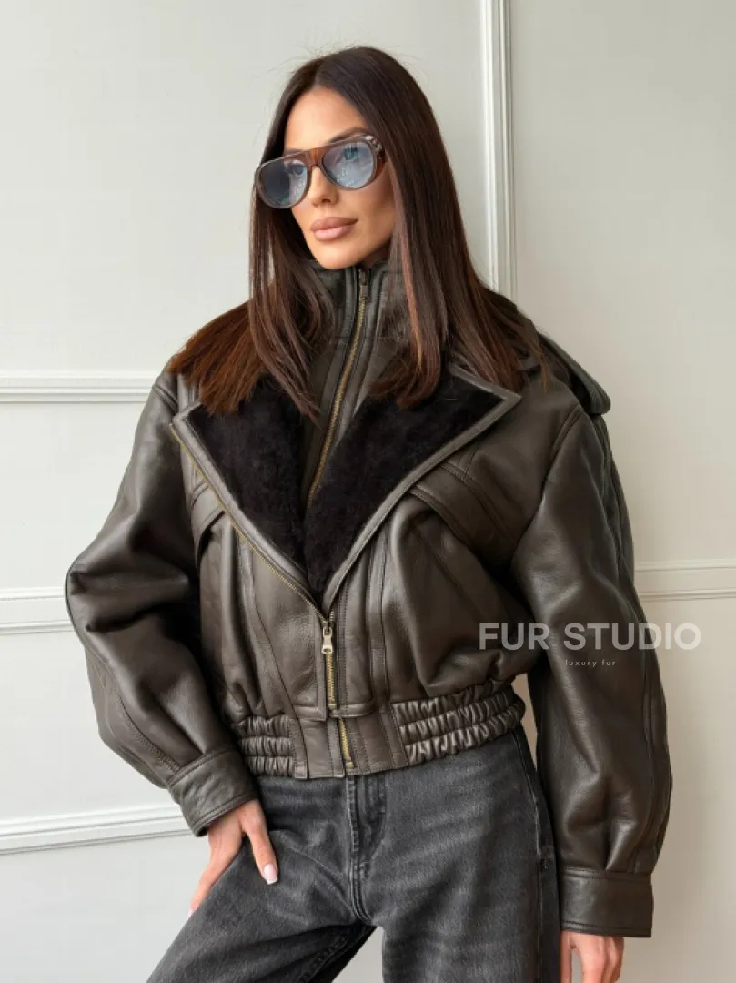 Стильная куртка - дубленка из овчины