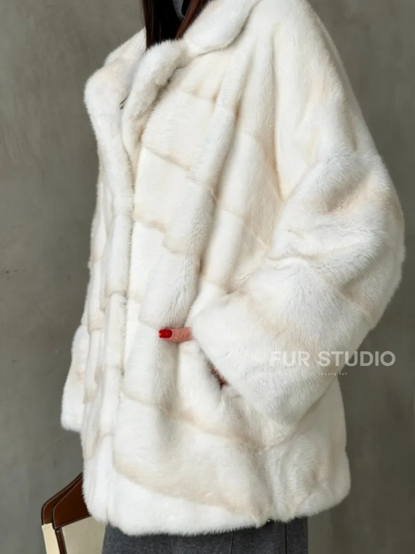 Полушубок норковый в цвете паломино