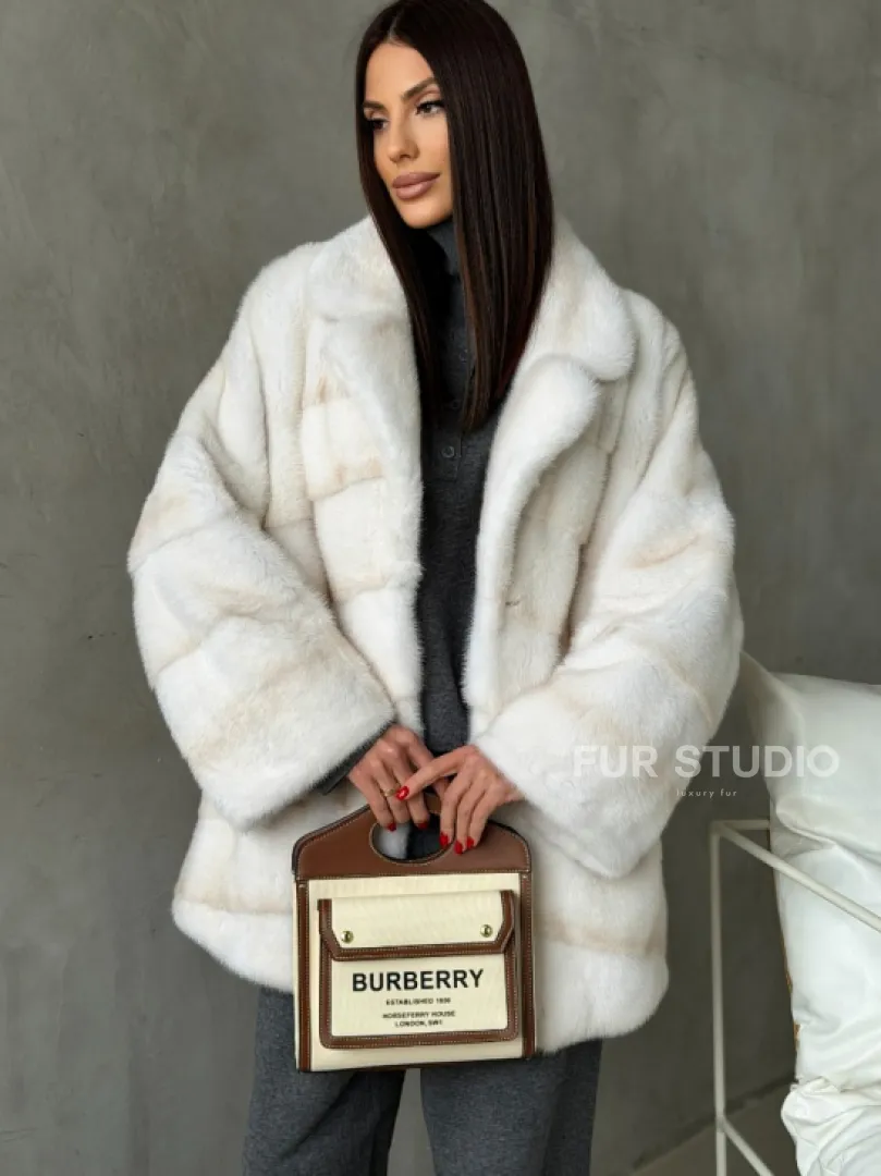 Полушубок норковый в цвете паломино