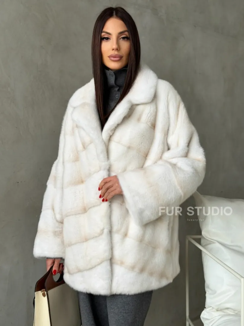 Полушубок норковый в цвете паломино