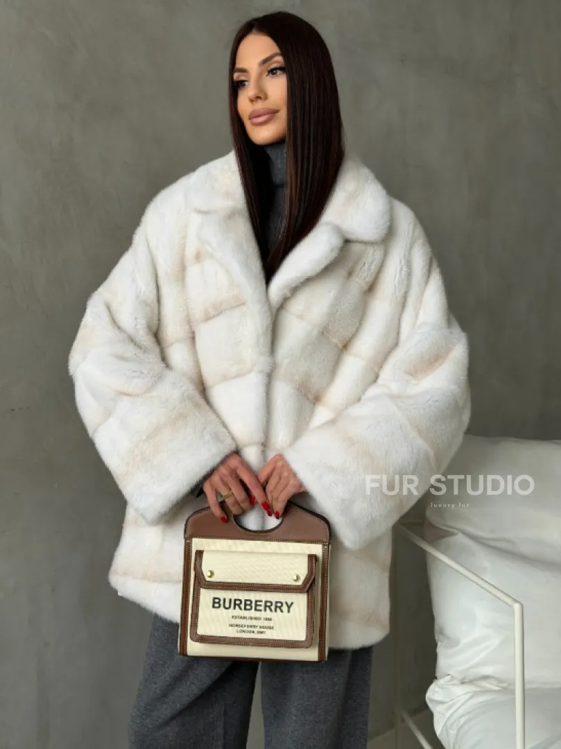 Полушубок норковый в цвете паломино