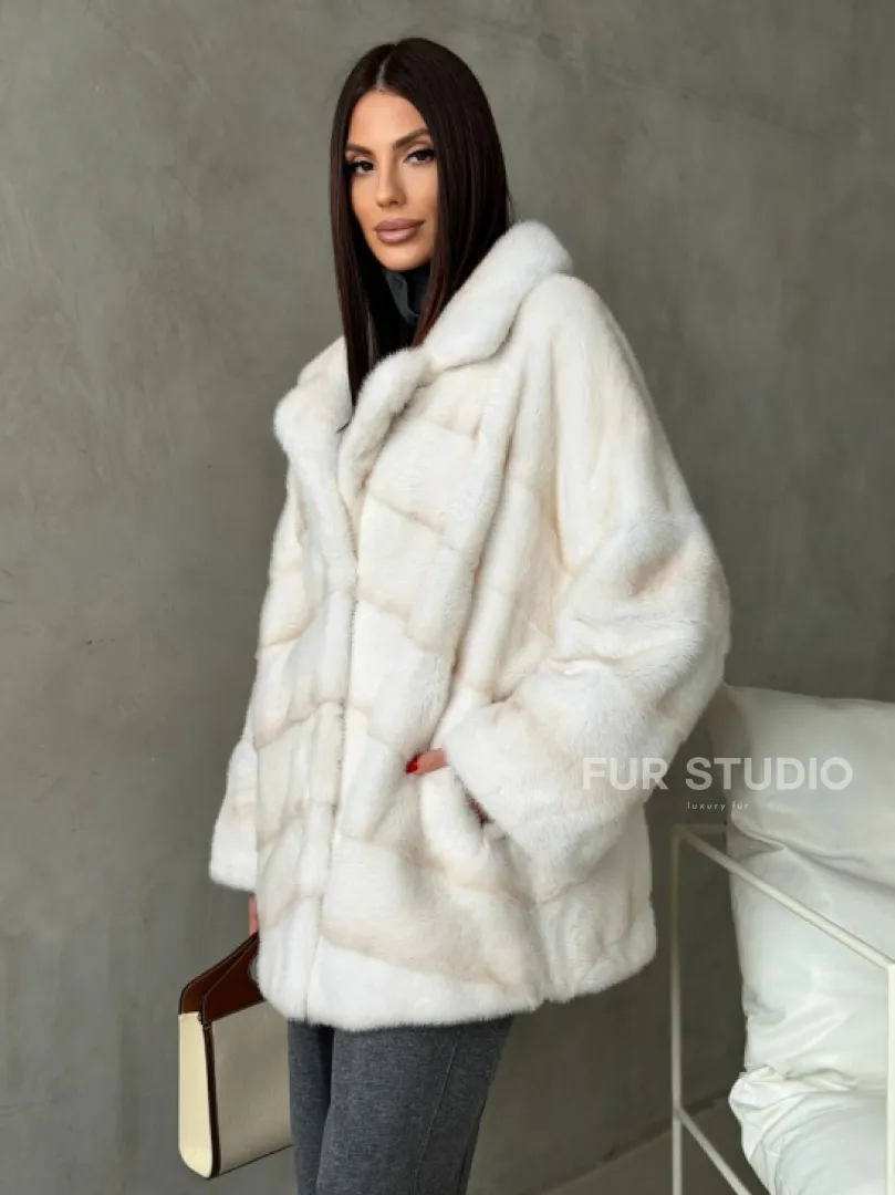 Полушубок норковый в цвете паломино