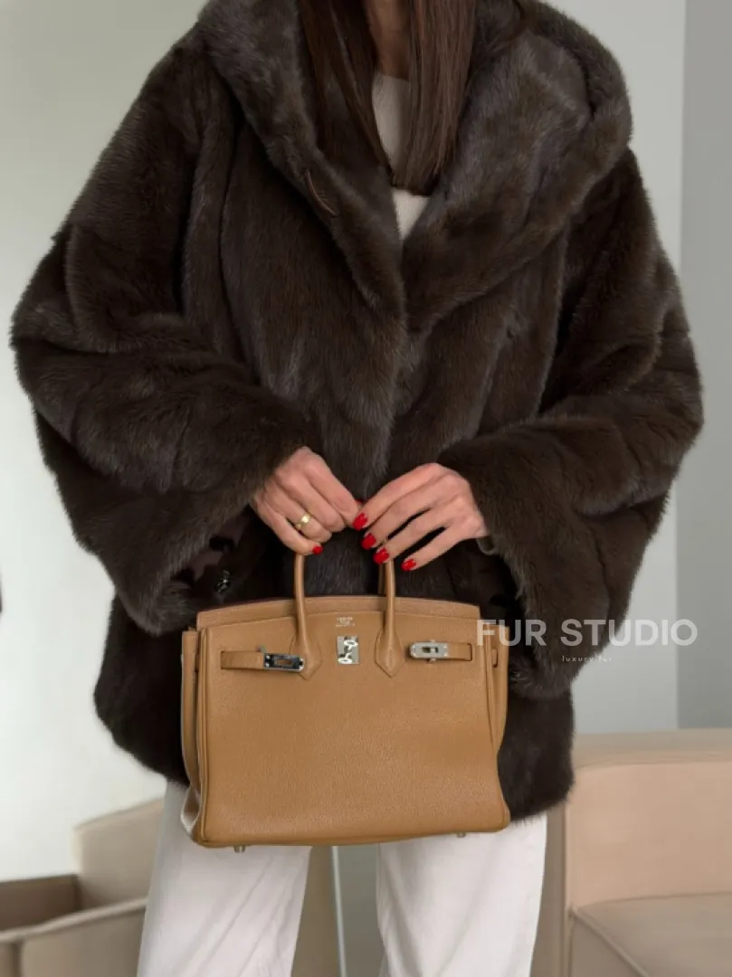 Зимняя норковая шуба с капюшоном - фото 3