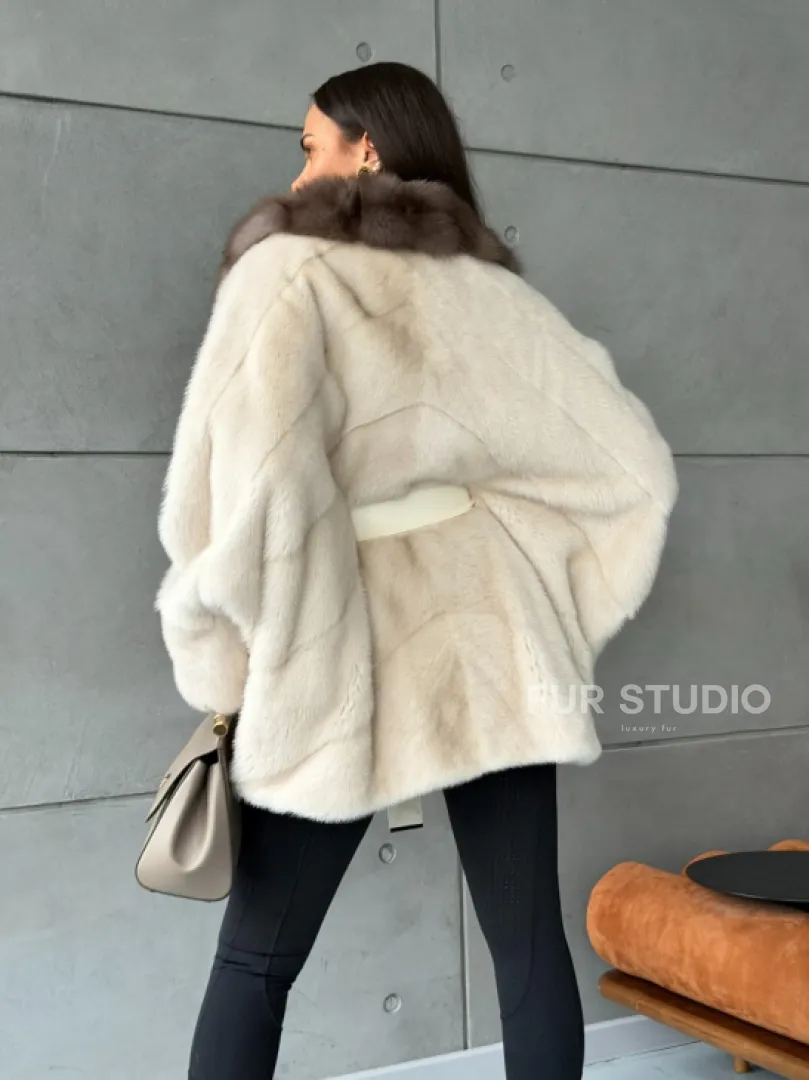 Норковая шуба - куртка с мехом куницы - фото 8