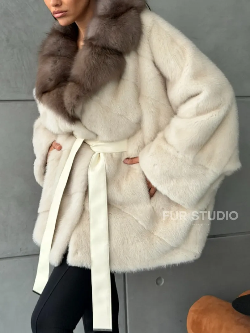 Норковая шуба - куртка с мехом куницы - фото 2