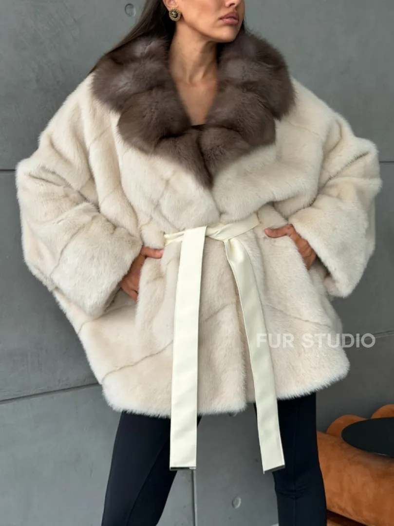 Норковая шуба - куртка с мехом куницы