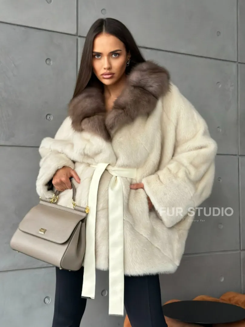 Норковая шуба - куртка с мехом куницы - фото 9