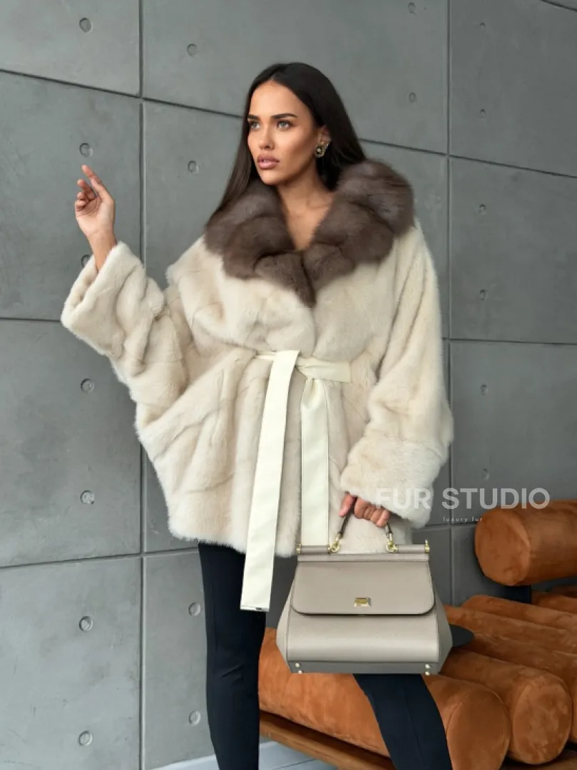 Норковая шуба - куртка с мехом куницы