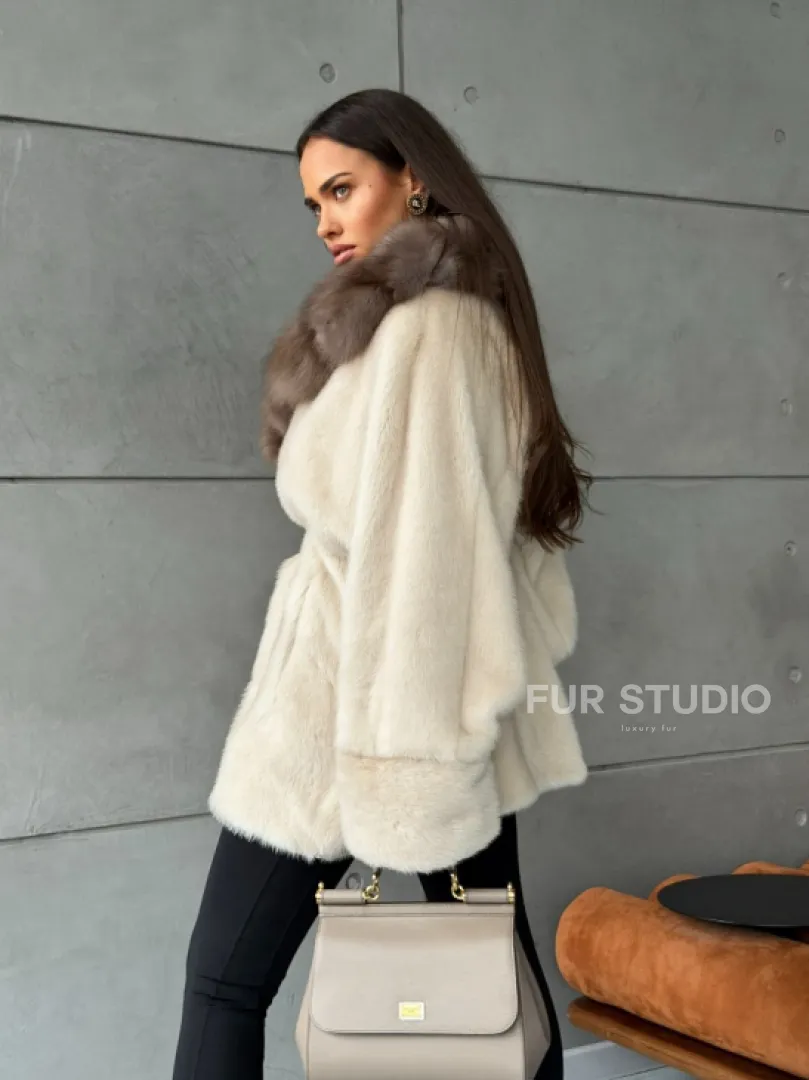 Норковая шуба - куртка с мехом куницы