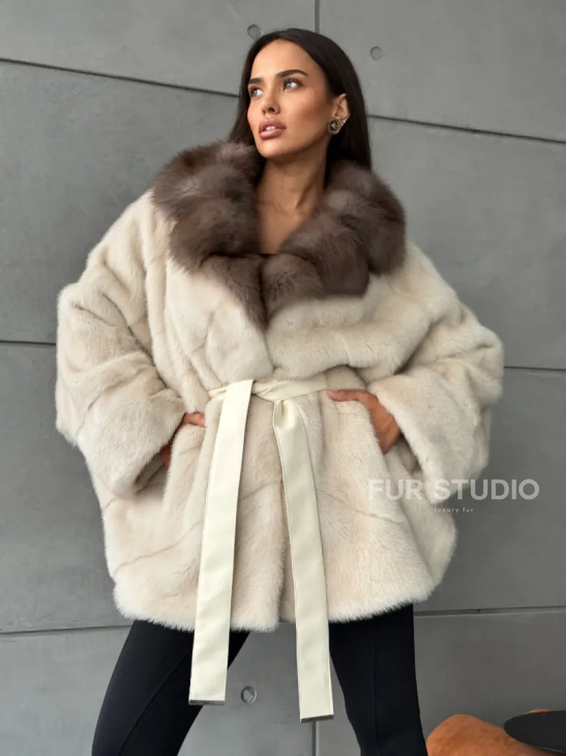 Норковая шуба - куртка с мехом куницы