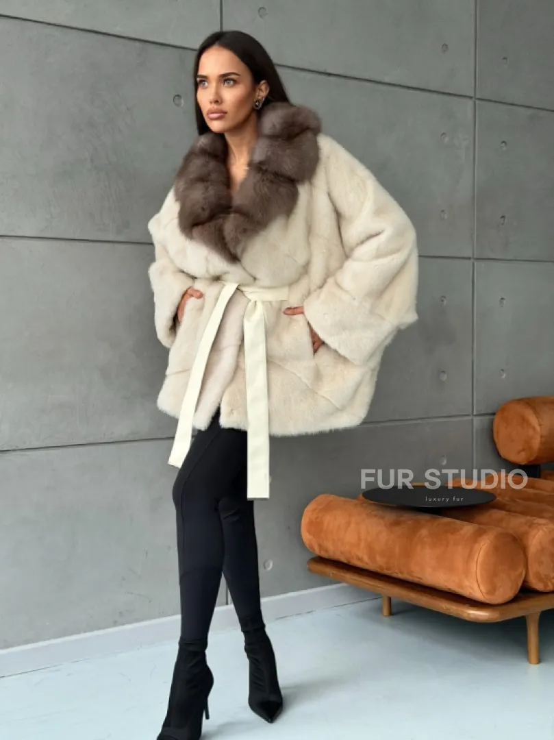Норковая шуба - куртка с мехом куницы - фото 6