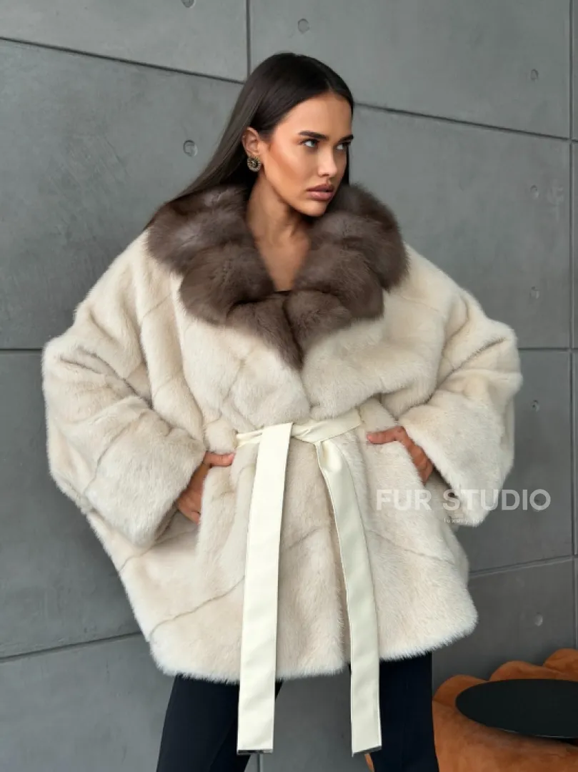 Норковая шуба - куртка с мехом куницы