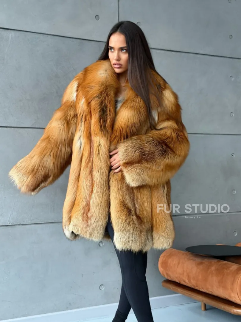Шуба из натурального меха лисы - фото 12