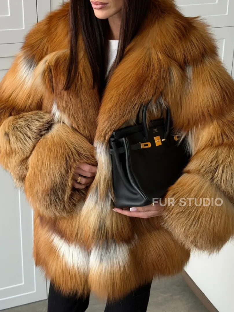 Шуба из натурального меха - лиса огнёвка