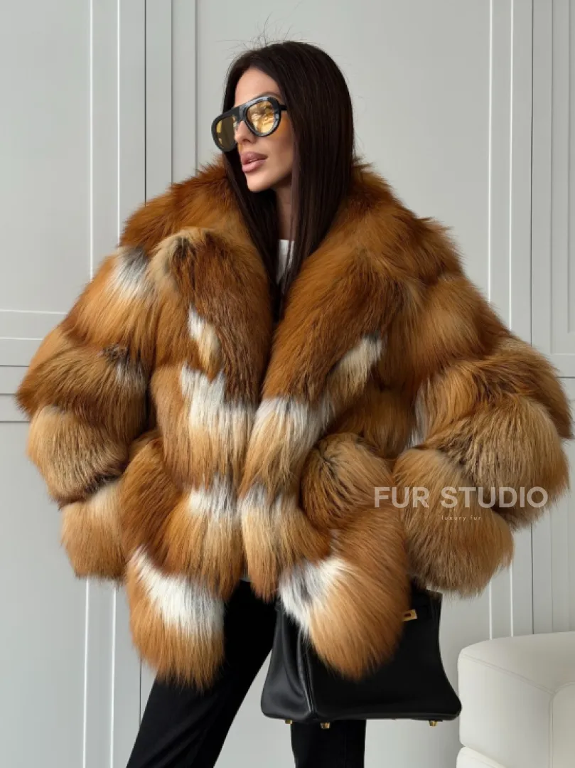 Шуба из натурального меха - лиса огнёвка