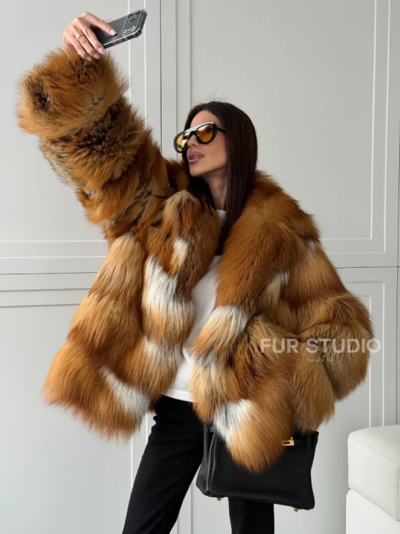 Шуба из натурального меха - лиса огнёвка