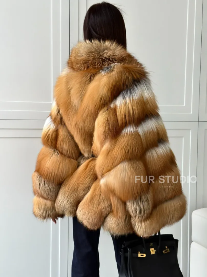 Шуба из лисы огневки - оверсайз - фото 4