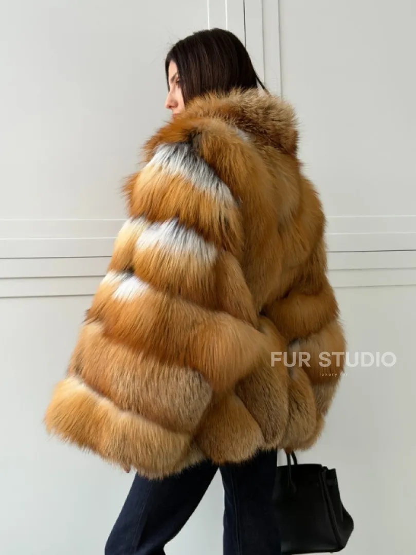 Шуба из лисы огневки - оверсайз - фото 11