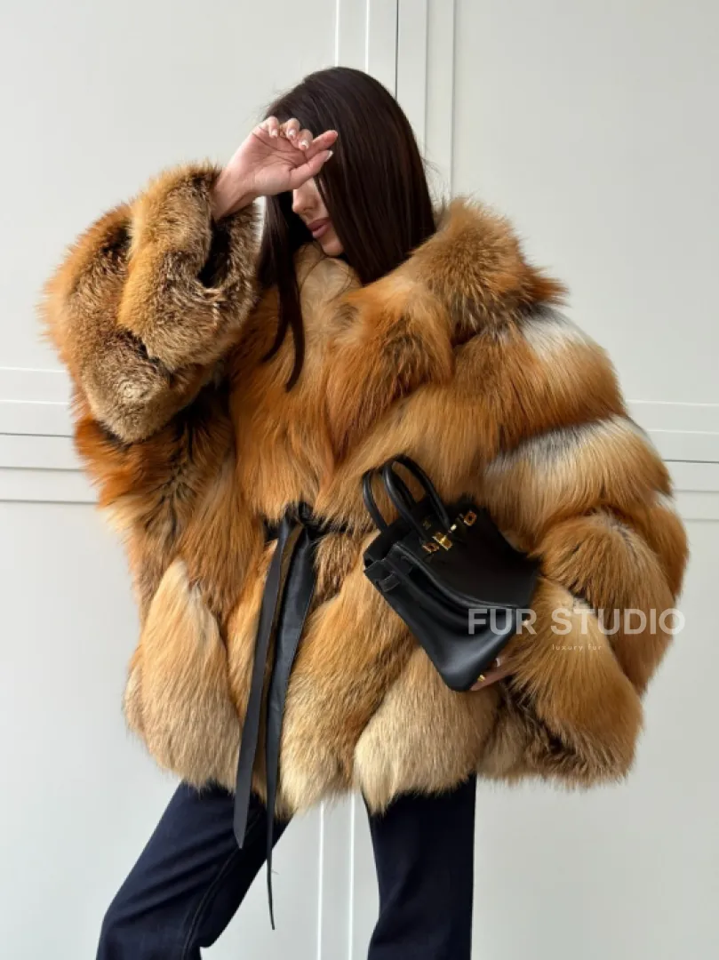 Шуба из лисы огневки - оверсайз - фото 14