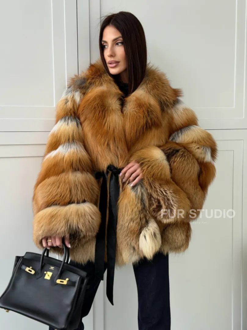Шуба из лисы огневки - оверсайз - фото 8