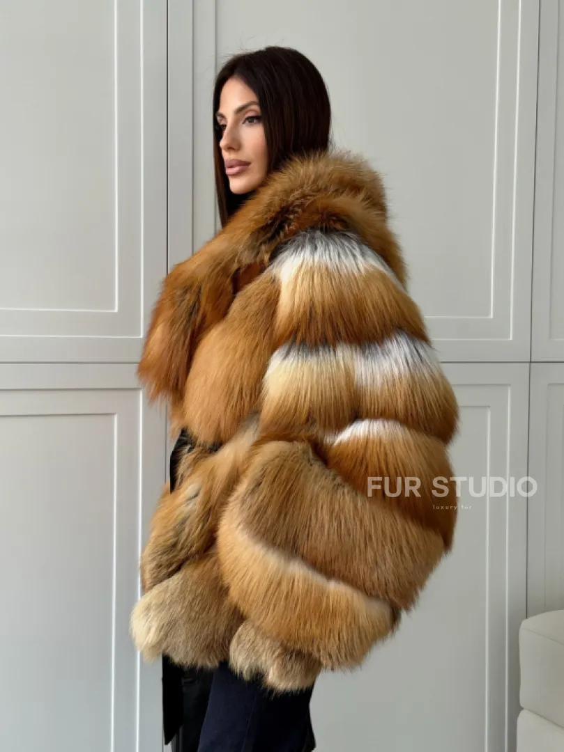 Шуба из лисы огневки - оверсайз - фото 12