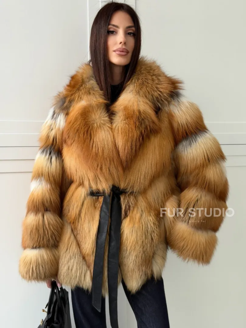Шуба из лисы огневки - оверсайз - фото 5
